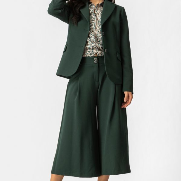 Γυναικείο Culotte Παντελόνι σε Σμαραγδί Πράσινο – Elegant Cropped Fit