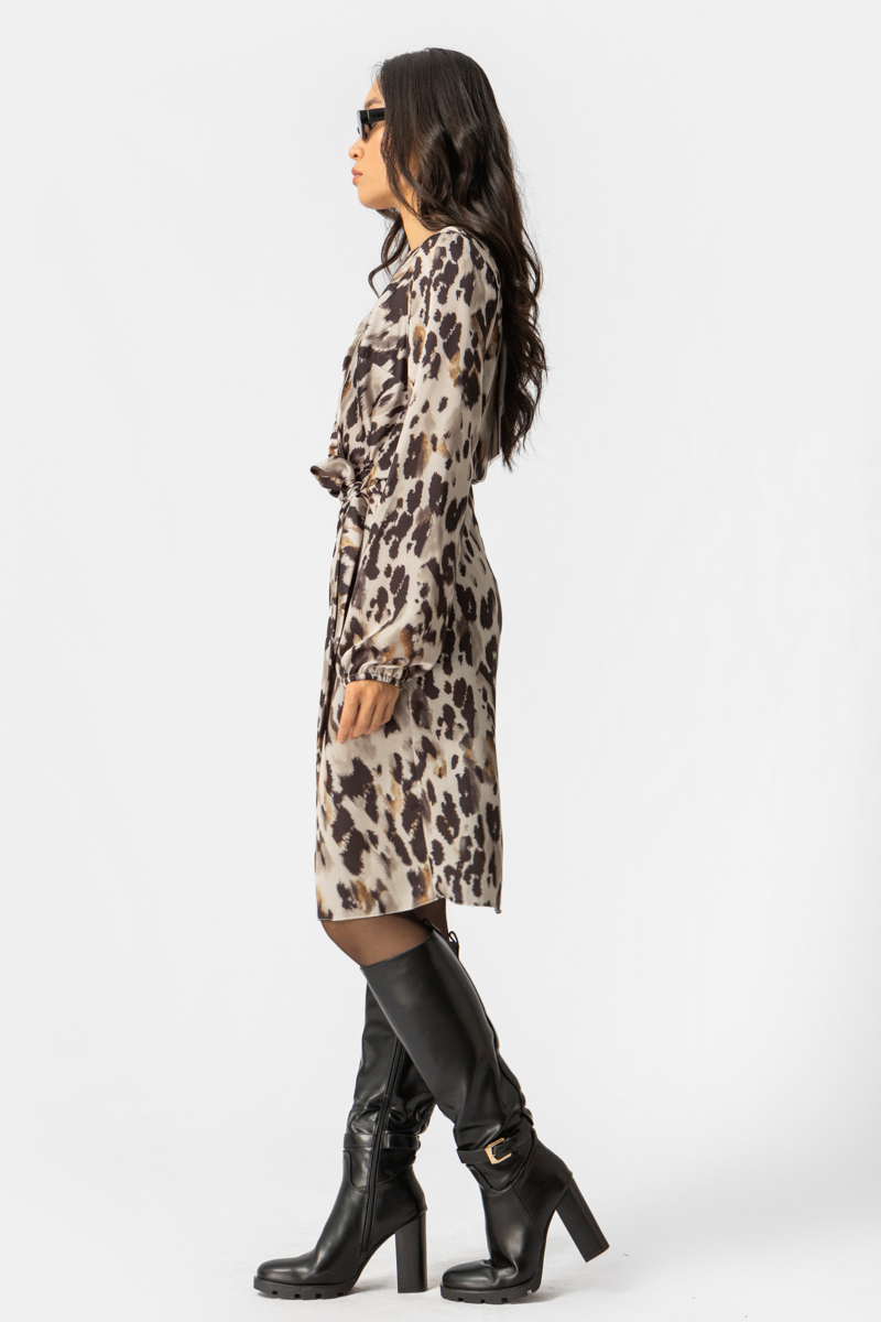 Animal Print Midi Φόρεμα με Δέσιμο στη Μέση – Wild Elegance Collection - Image 2