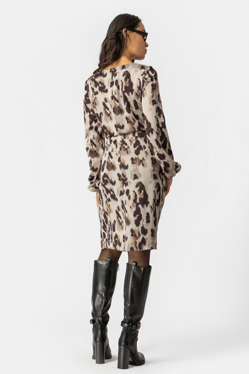 Animal Print Midi Φόρεμα με Δέσιμο στη Μέση – Wild Elegance Collection - Image 3