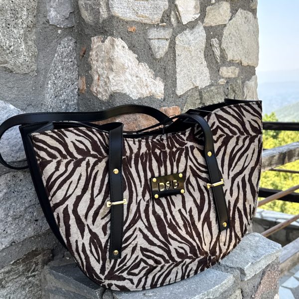 Γυναικεία Τσάντα Ώμου Animal Print Μαύρη