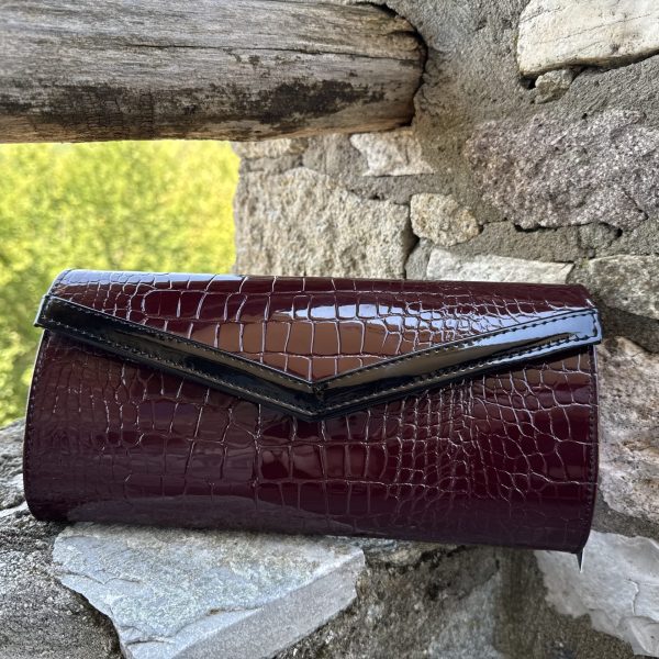 Γυναικείο Clutch Croco Μπορντό