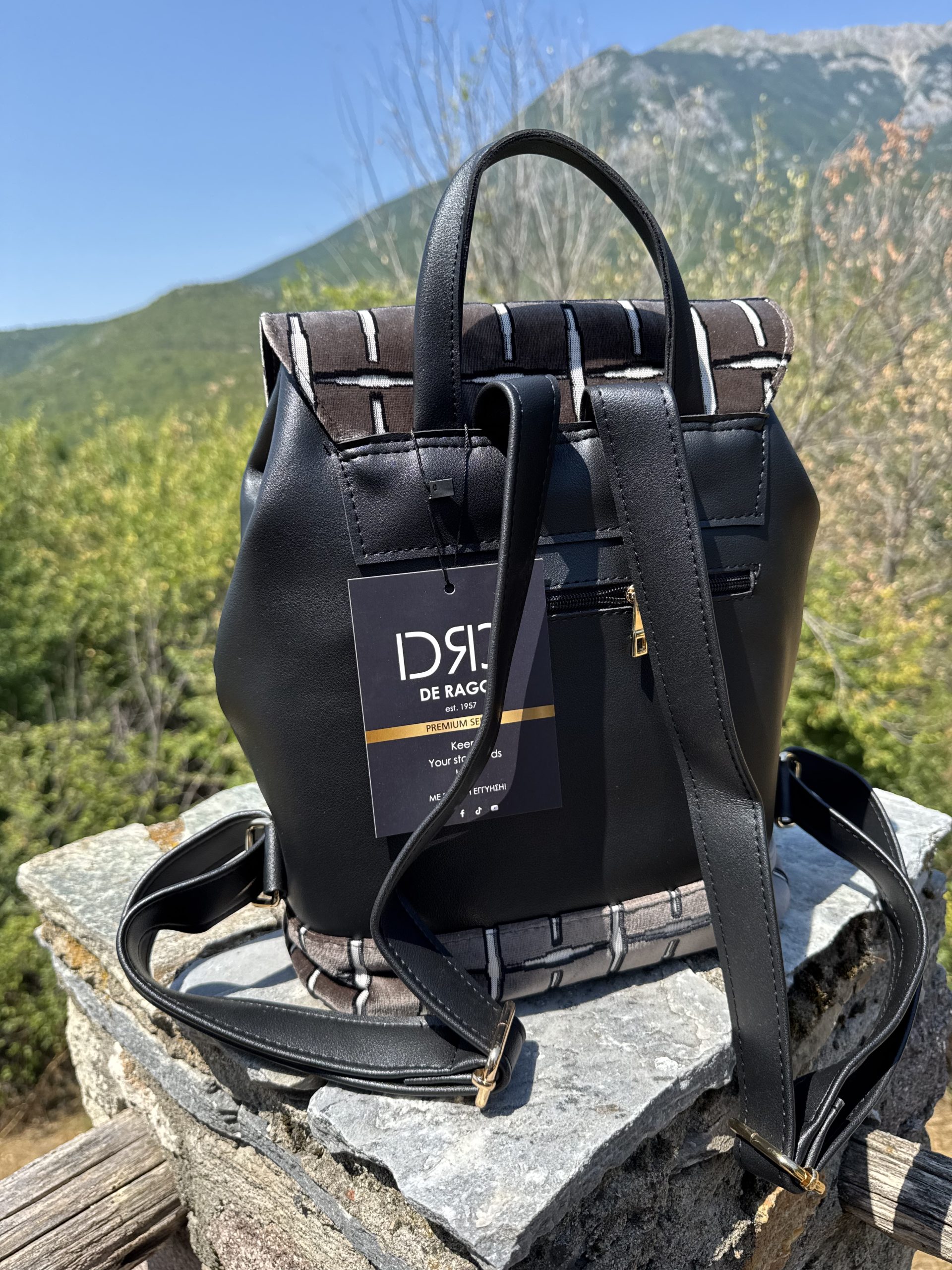 Γυναικείο Backpack De Raggi Μαύρο – Μπεζ - Image 3