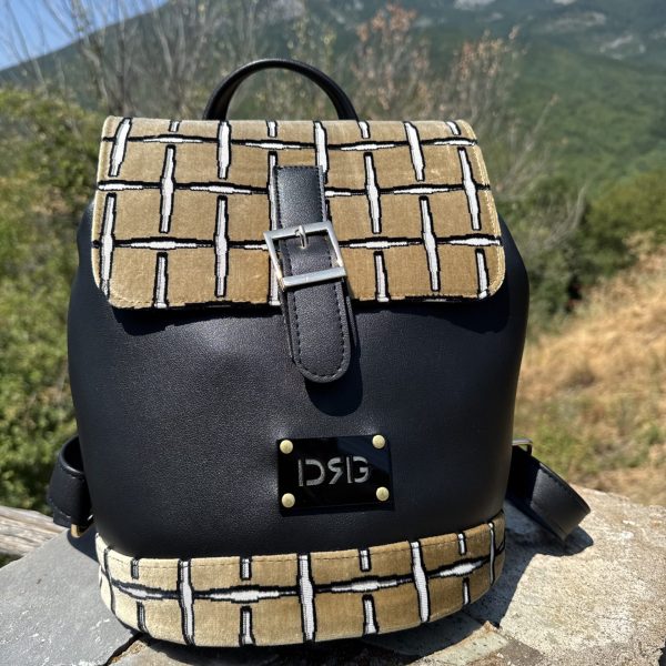 Γυναικείο Backpack DRG De Raggi Μαύρο με Pattern Καπάκι