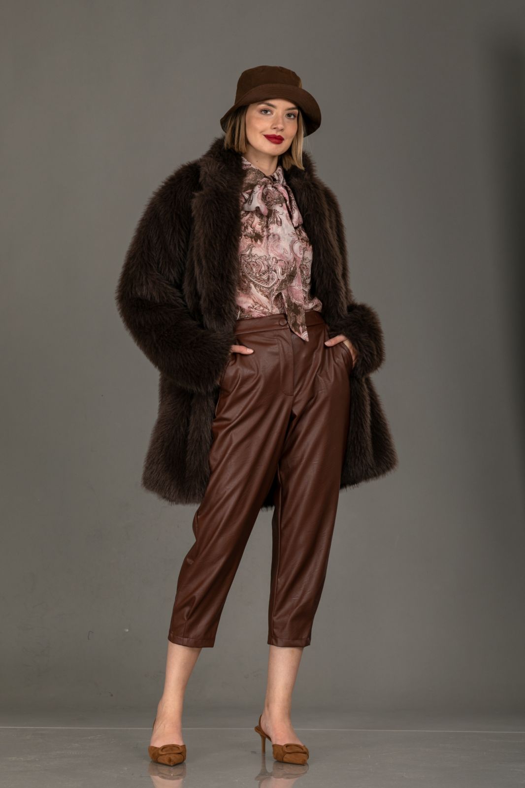 Καφέ Γούνα Faux Fur – Luxury Winter Coat - Image 2