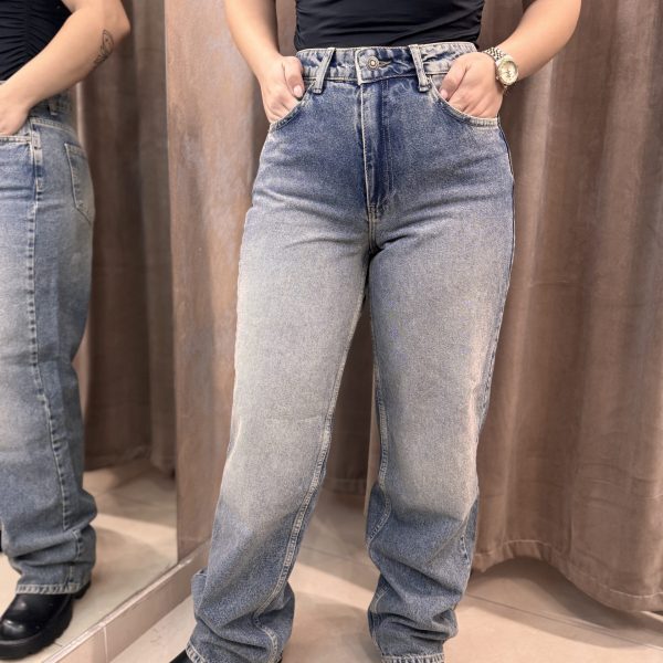 Μπλε Τζιν Παντελόνι Ψηλόμεσο – Straight Fit