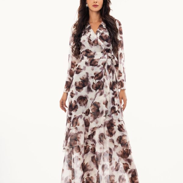 Maxi φόρεμα κρουαζέ με floral μοτίβο