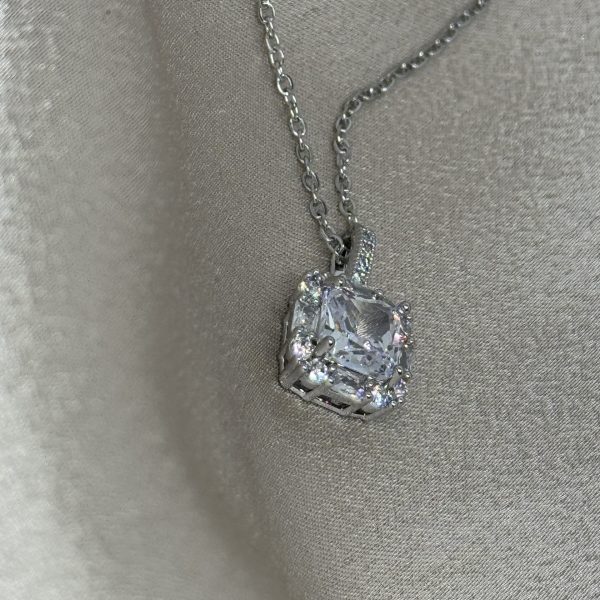 Silver Princess Crystal Ατσάλινο Κολιέ