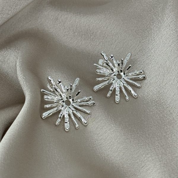 Silver Sunburst Ατσάλινα Σκουλαρίκια Ήλιος
