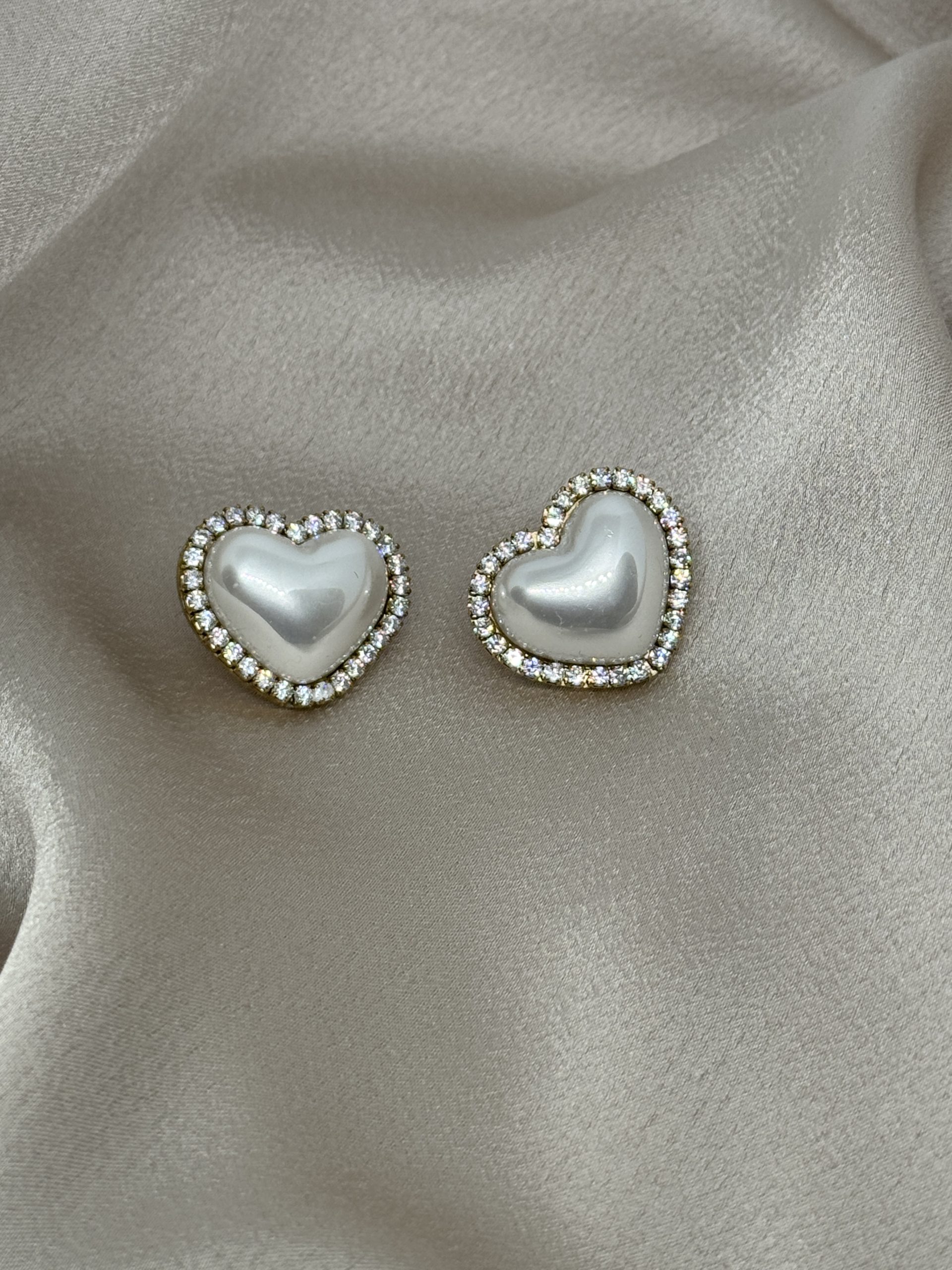 Pearl Heart Shine Ατσάλινα Σκουλαρίκια