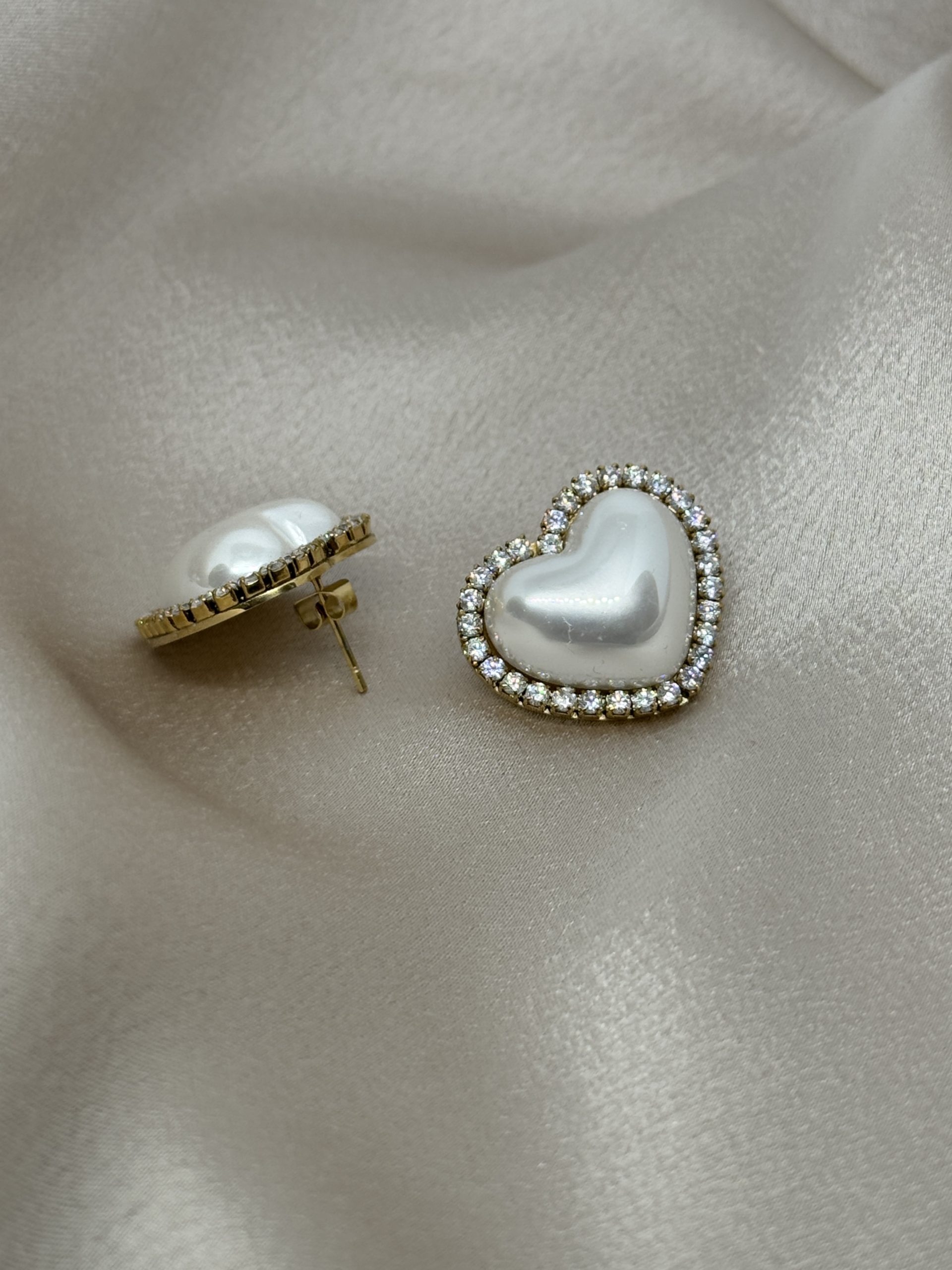 Pearl Heart Shine Ατσάλινα Σκουλαρίκια - Image 2