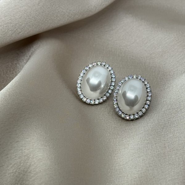 Classic Pearl Glam Ατσάλινα Σκουλαρίκια