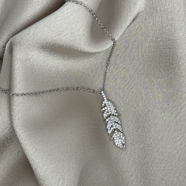 Silver Leaf Crystal Ατσάλινο Κολιέ