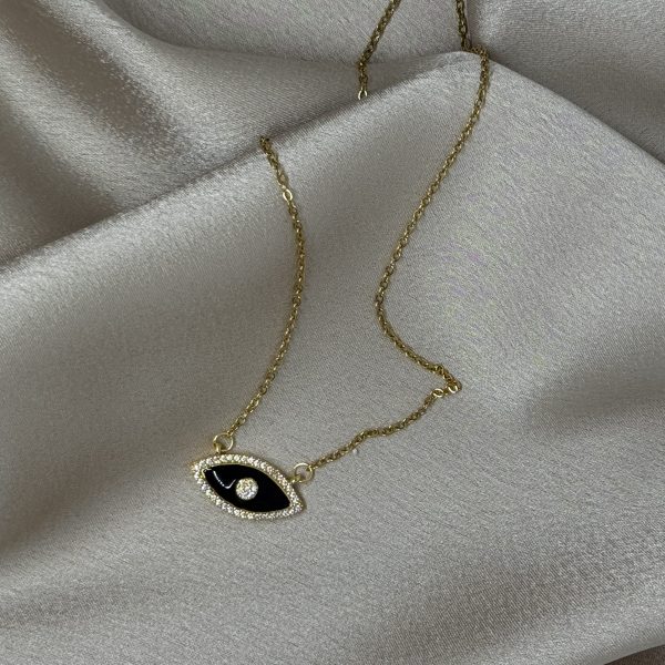 Golden Eye Crystal Ατσάλινο Κολιέ