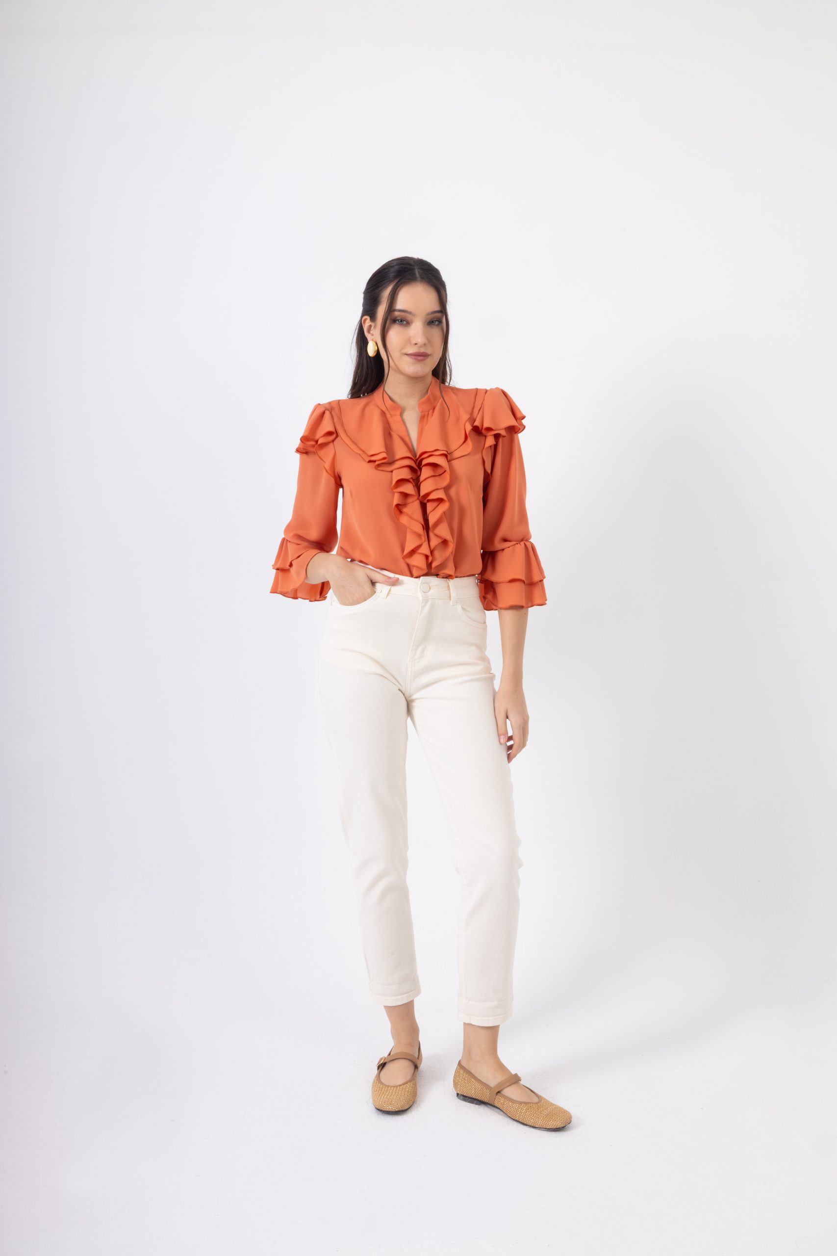 Γυναικείο Παντελόνι Mom Fit με Ίσια Γραμμή και Κουμπί Λευκό
