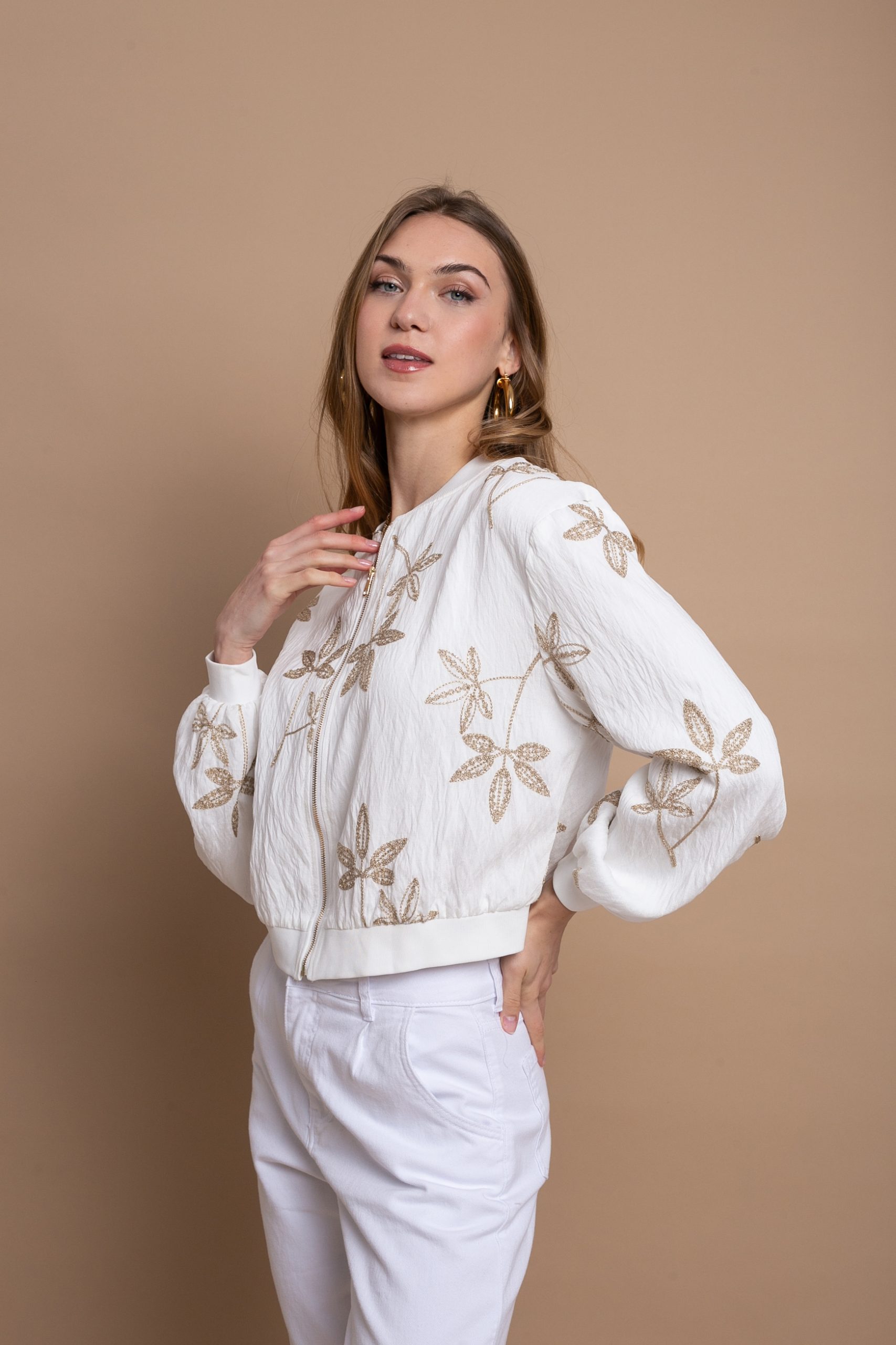 Ανοιξιάτικο Bomber Jacket με Κέντημα & Φερμουάρ σε 2 αποχρώσεις - Image 6