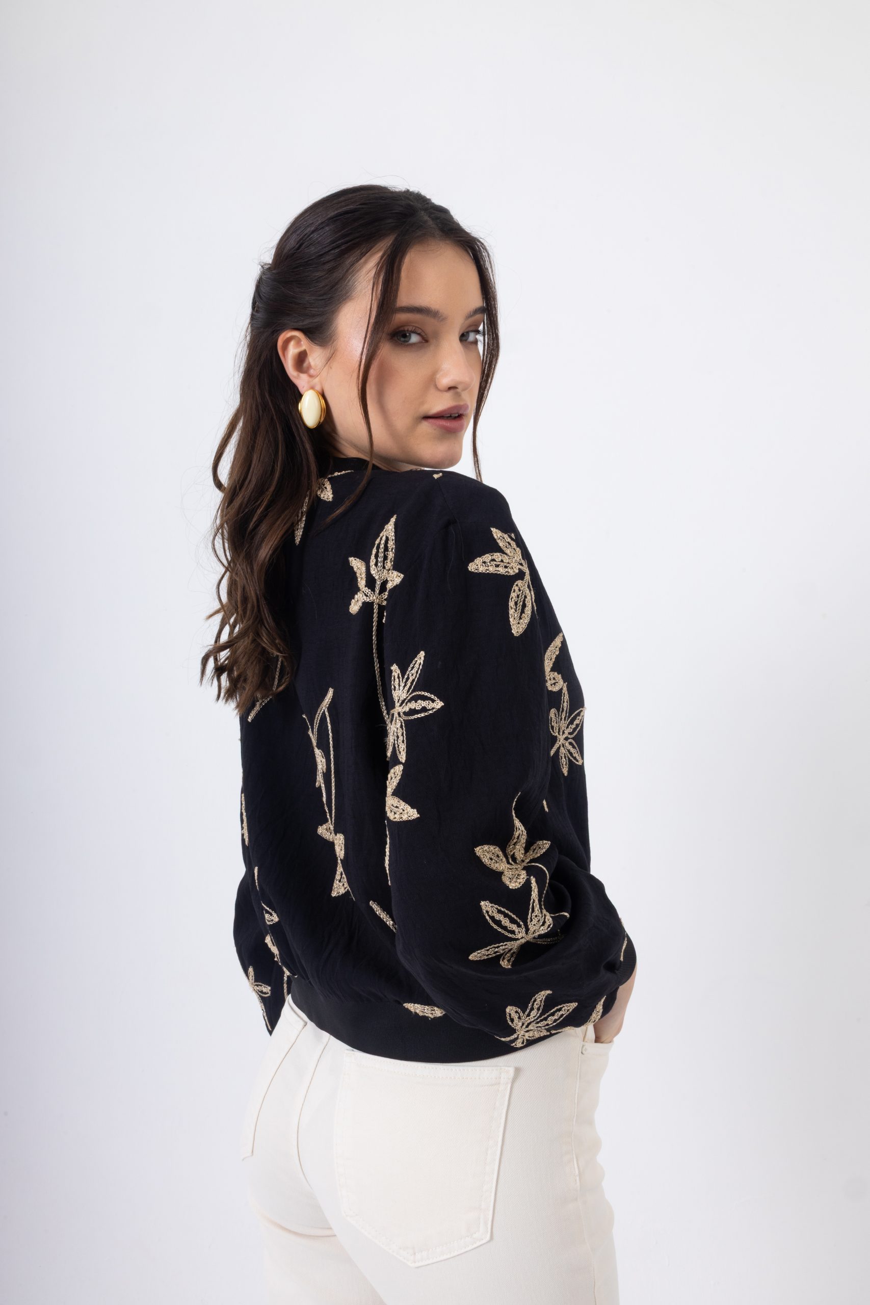 Ανοιξιάτικο Bomber Jacket με Κέντημα & Φερμουάρ σε 2 αποχρώσεις - Image 3