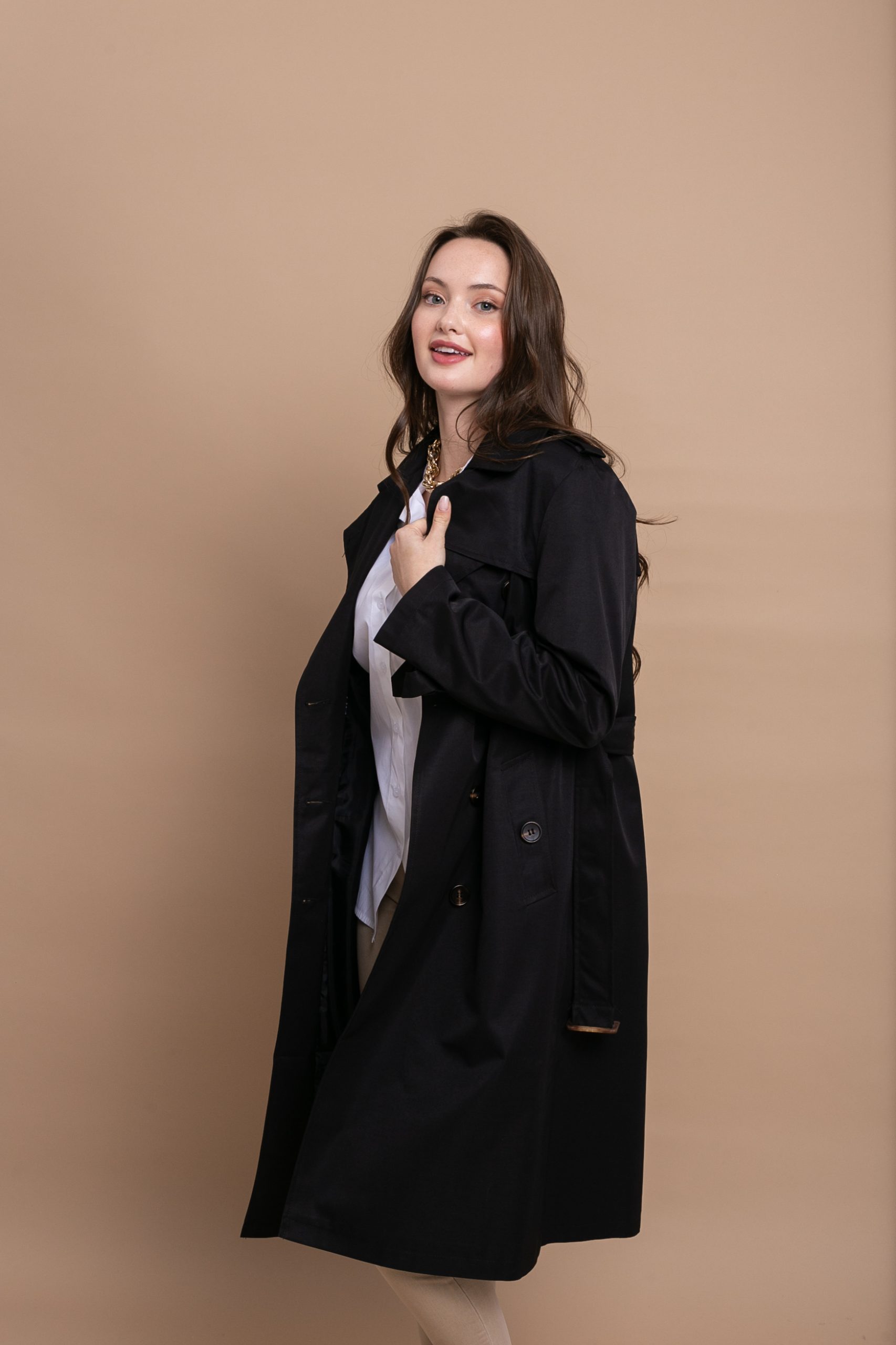 Μαύρη καμπαρντίνα με ζώνη – Κλασικό trench coat - Image 2