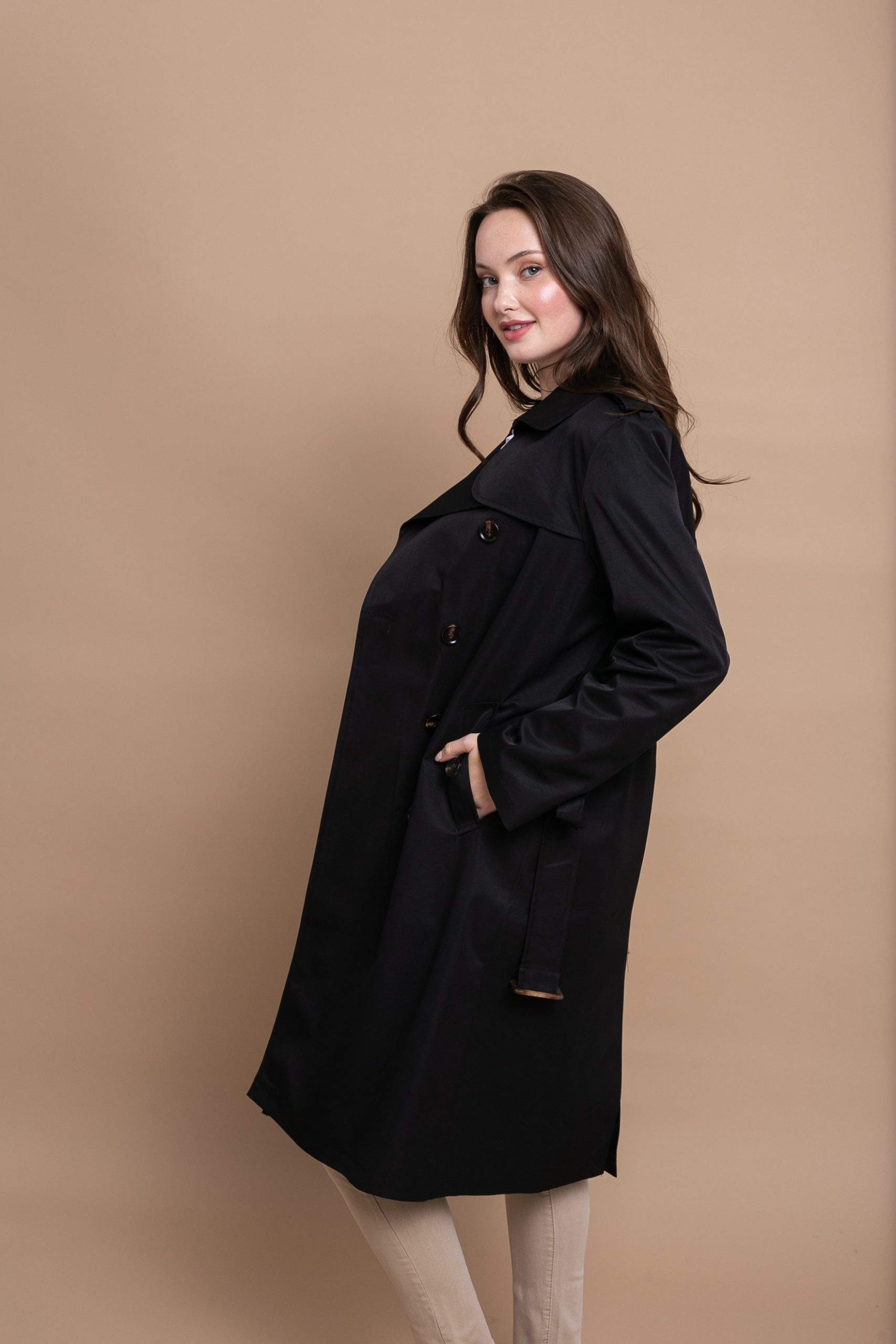 Μαύρη καμπαρντίνα με ζώνη – Κλασικό trench coat - Image 4