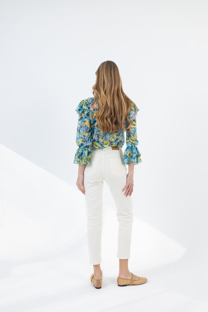 Γυναικείο Παντελόνι Mom Fit με Ίσια Γραμμή και Κουμπί - Image 4